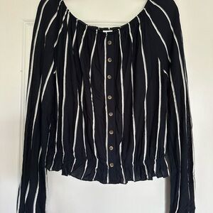 H&M Navy and White Striped Blouse